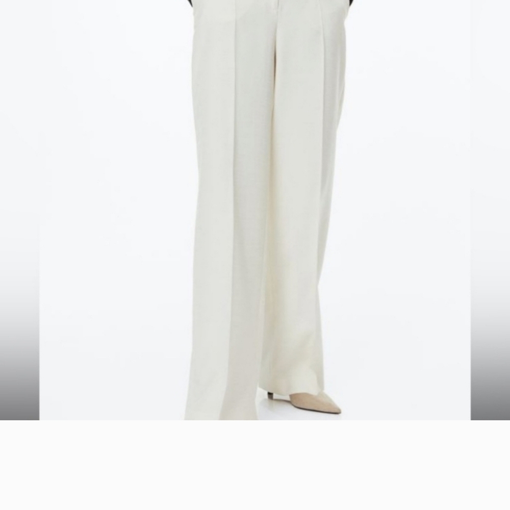 Elegant Cream Wide-Leg Pants